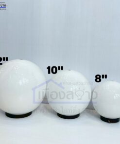 Alternative view of โคมไฟหัวเสาทรงกลมขาวขุ่น Hi-tek ตัวโคมเป็นPVC ไม่แตกง่าย