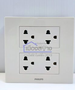 Alternative view of ชุดหน้ากาก 4x4 พร้อมปลั๊กกราวด์คู่ 2 ชุด PHILIPS LeafStyle (ขาว / เทา)