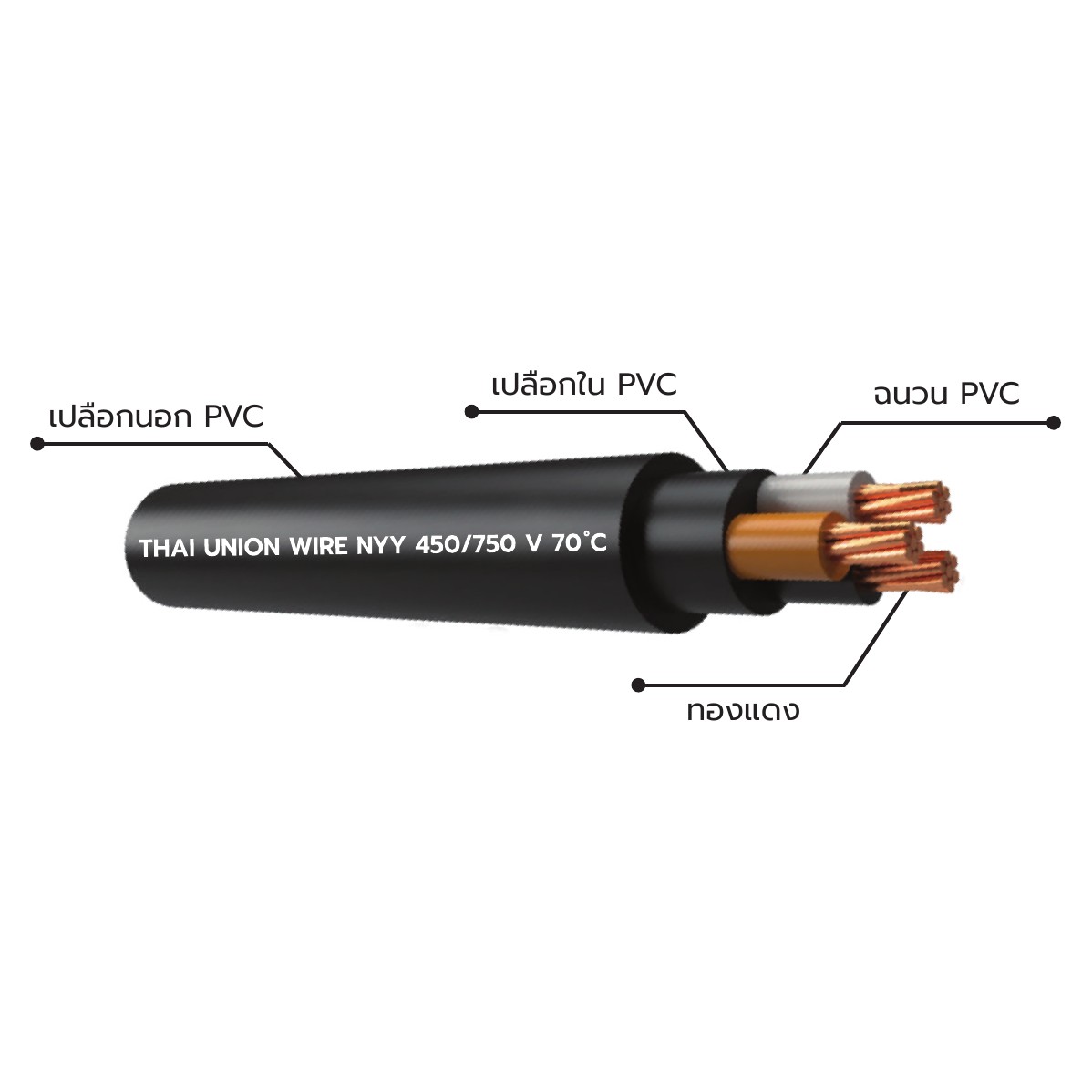 สายไฟ THAI UNION NYY-3-core