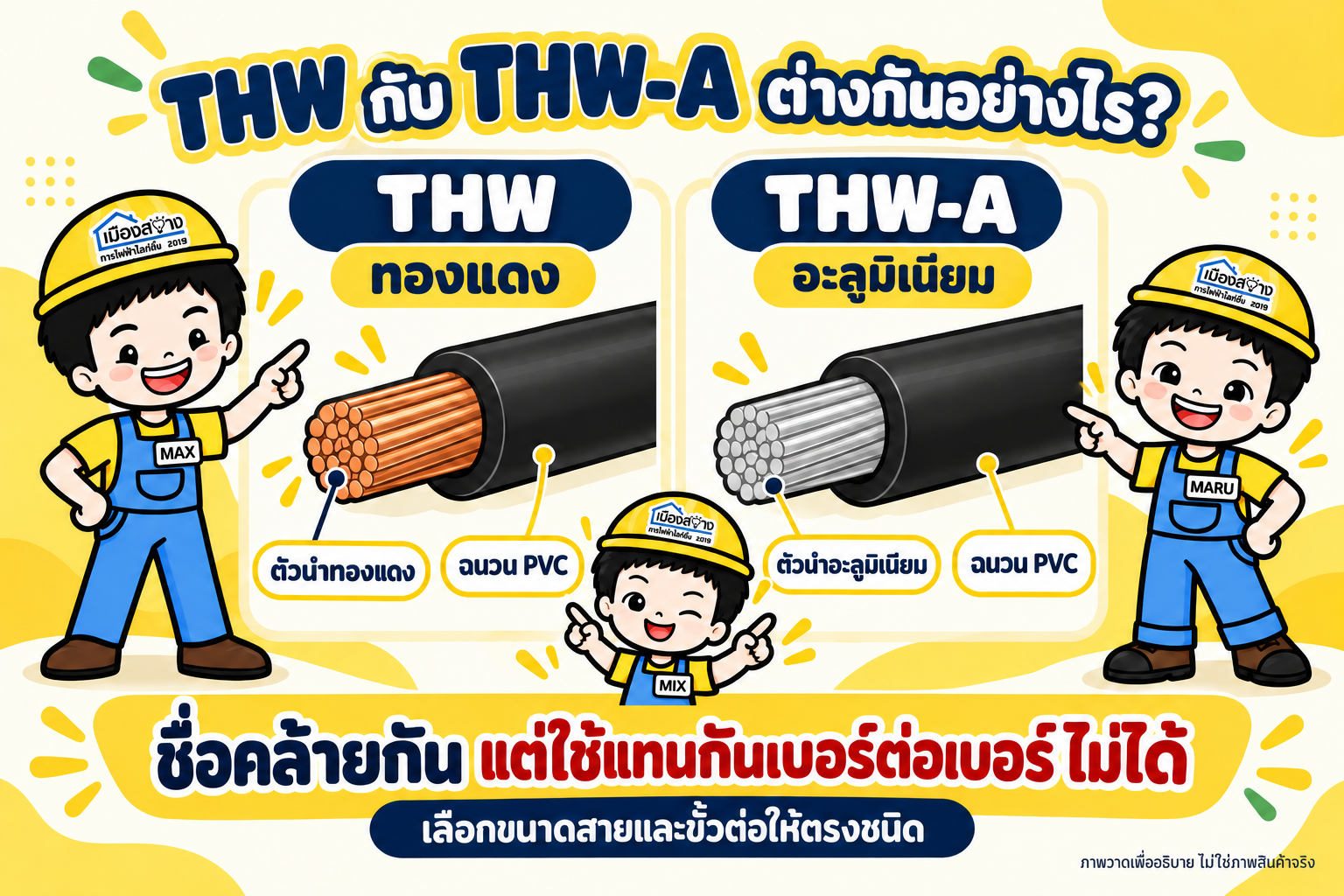 MAX MIX MARU เปรียบเทียบสายไฟ THW กับ THW-A